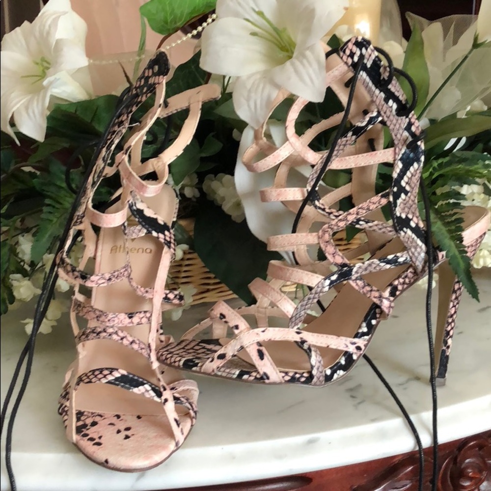 Worn Blush Pink Snake Printed Heel and Aldo Purse